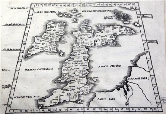 Ptolemy Geographia Tabulae Europae I, Orbis Descriptio and Carter Marina Nuoba Tavola largest 8.25 x 12.25in.